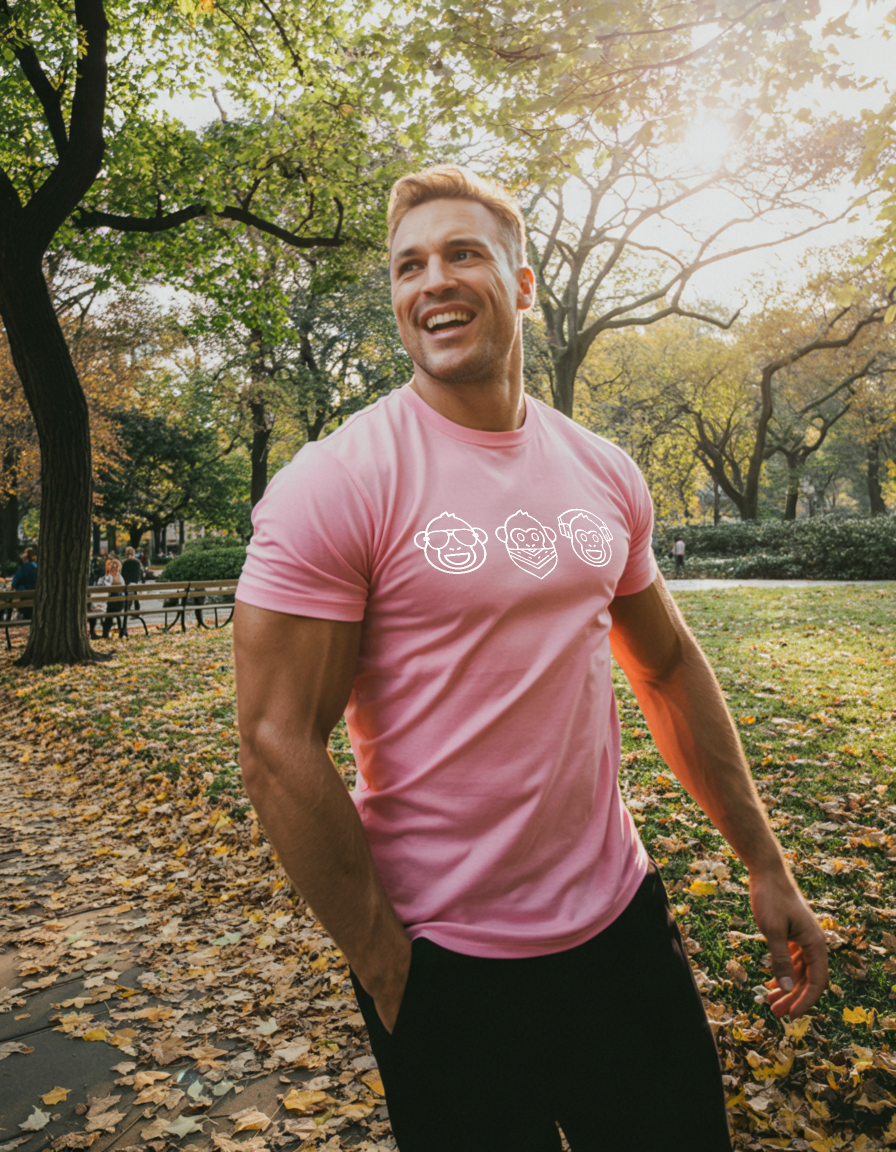 three monkeys classic tee in pink
